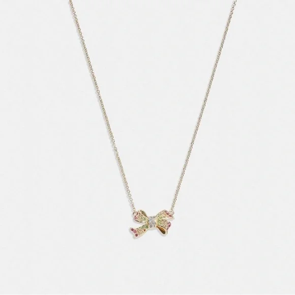 COACH Pavé Bow Pendant Necklace - Picture 4 of 8